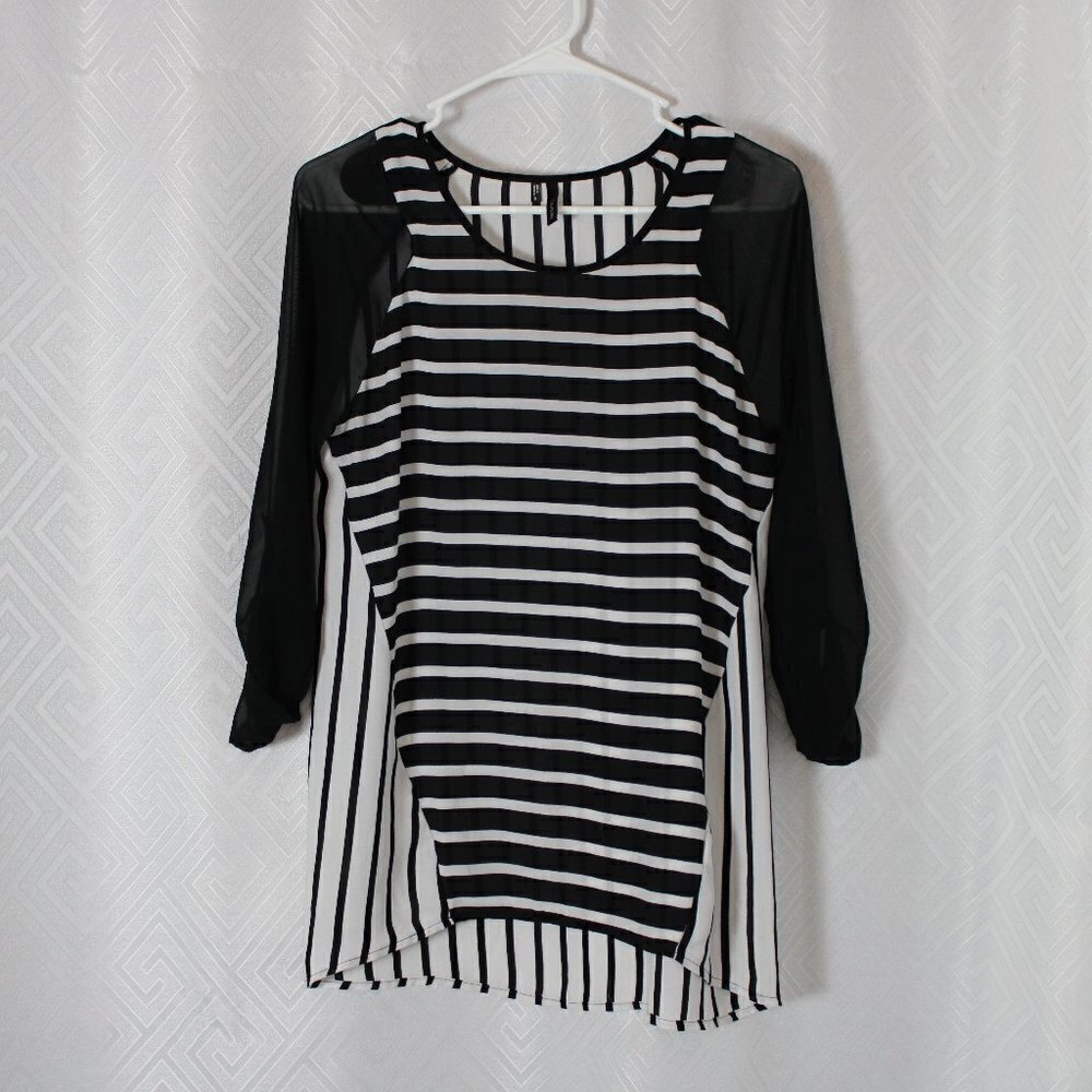 Maurices black and white striped blouse size S